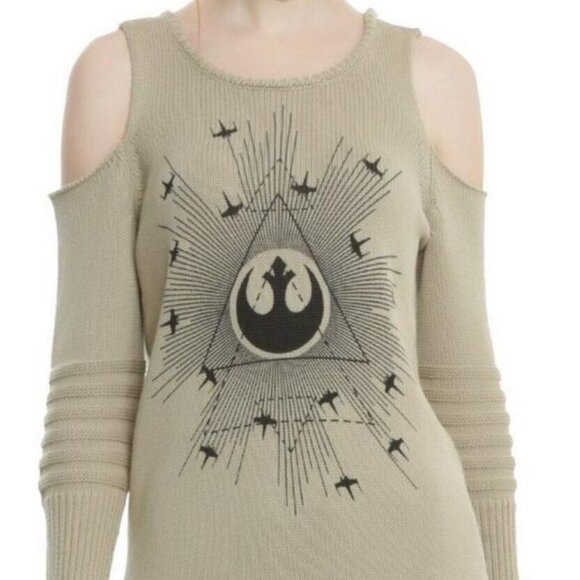 Star Wars Rogue One Rebel Girls Cold Shoulder Sweater - Picture 1 of 9